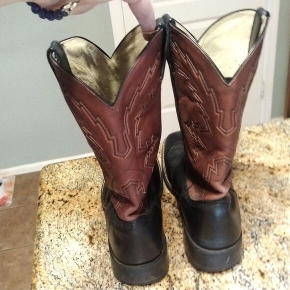 Durango Men’s Leather Cowboy Boots Black/Brown Embroidered Uppers DB4112 Sz 11D - Picture 9 of 12